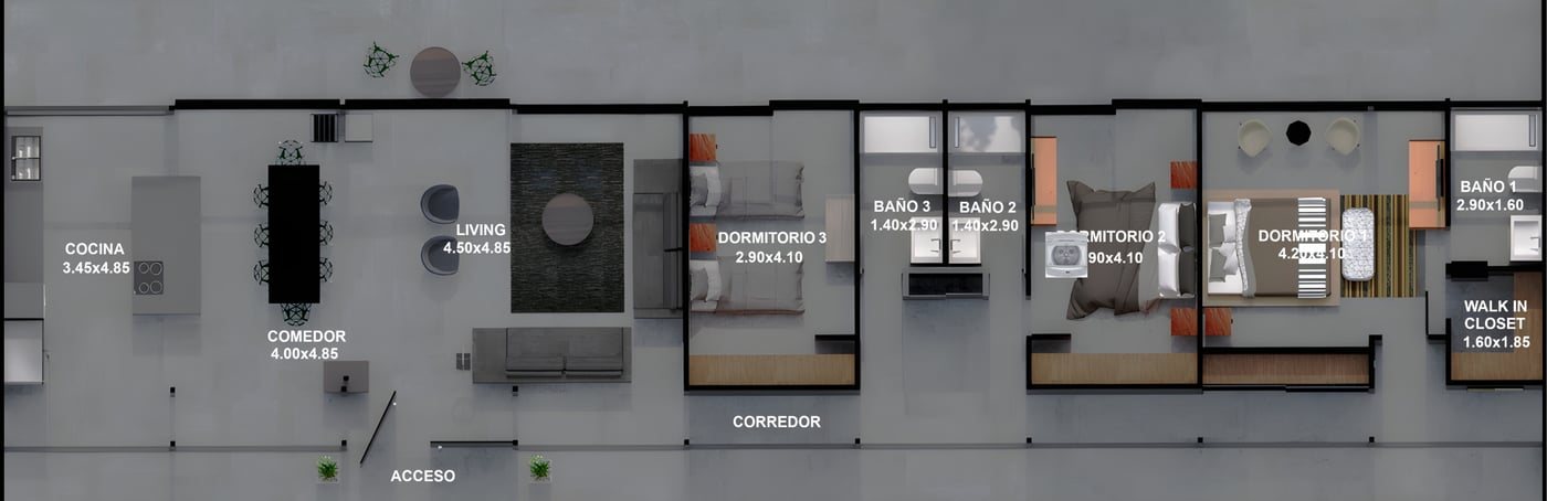 Planta de arquitectura del Modelo 180