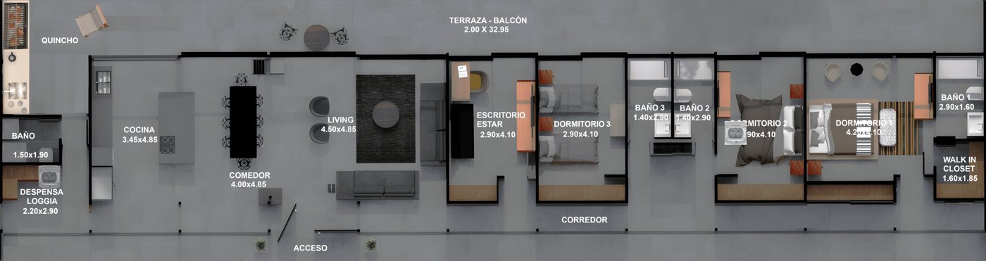 Planta de arquitectura del Modelo 250